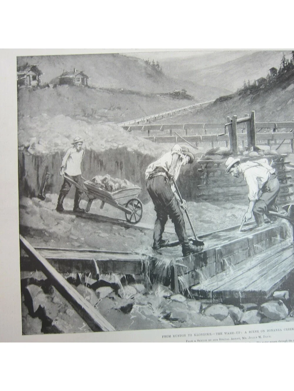 Antique 1898 Print Canada From Euston to Klondike: The River Front, Dawson City